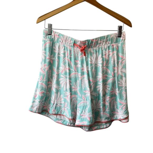 Vineyard Vines Cay Floral Island Paradise Blue & Pink Lounge Pajama Shorts Sz XL - Picture 1 of 7